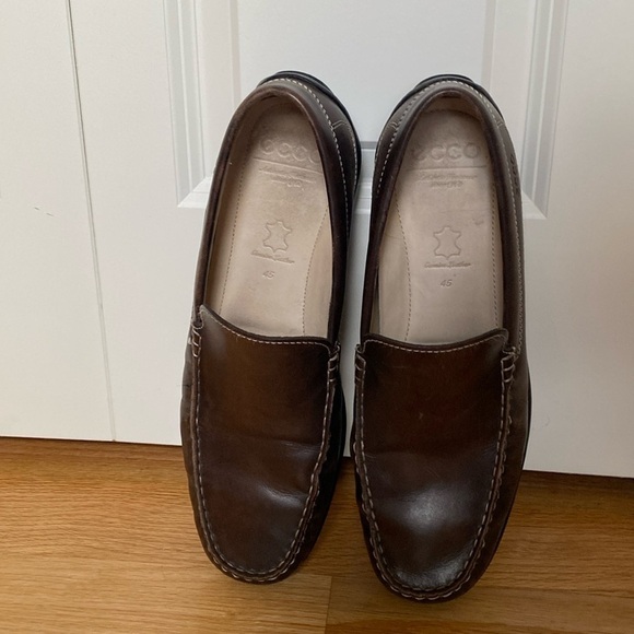 ecco mens leather driving loafers moccasin slip on brown comfort shoe 45 11 11.5 main image 6